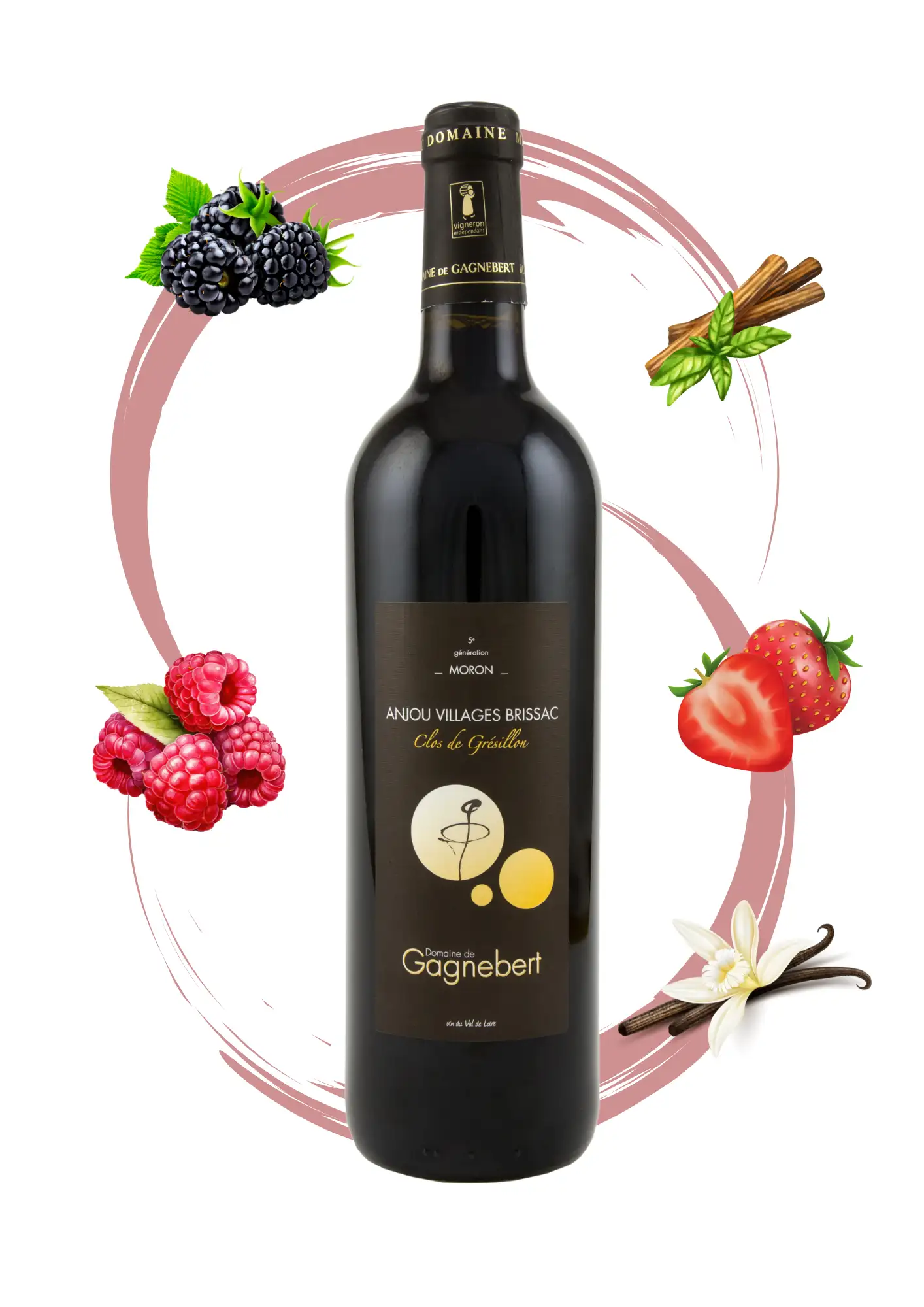 Anjou Villages Brissac Clos de Grésillon - Cuvée prestige Gagnebert - Arôme mure, canelle, framboise, fraise et vanille