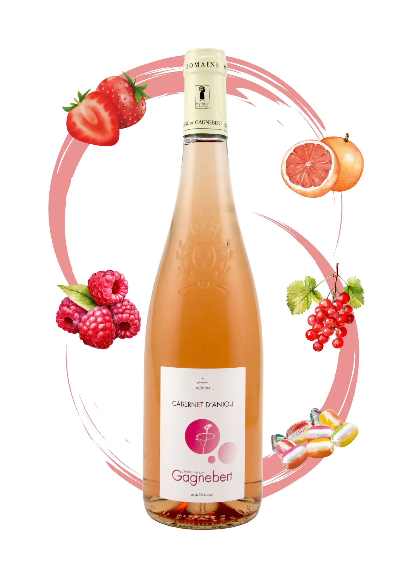 Cabernet d'Anjou - Vin rosé moelleux Domaine Gagnebert - Arôme fraise, pamplemousse, framboise, groseille et arlequin